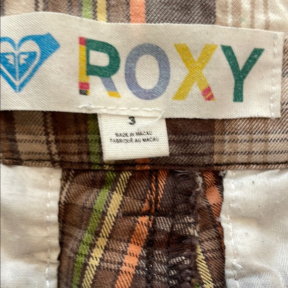 Roxy Brown and Green Flat Front Shorts | Size 3 | Small - Picture 4 of 4